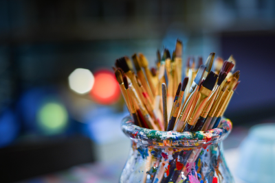 Jar with paint brushes