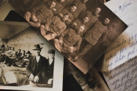Box of old photographs and papers