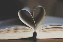 Book pages in shape of heart