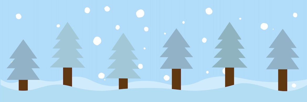 Row of pine trees in snow